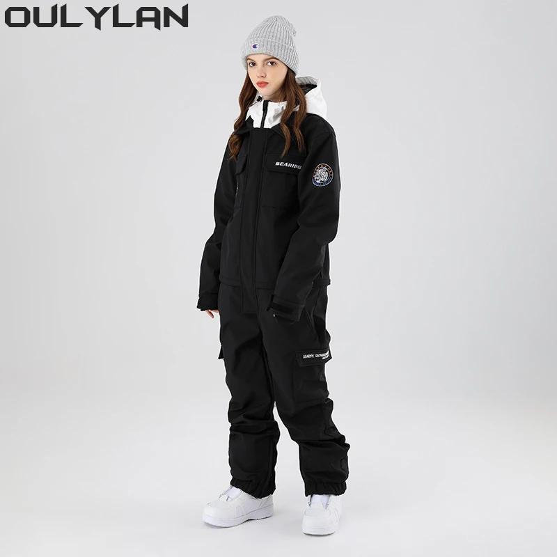 Oulylan 남녀공용 방수 원피스 스키 슈트, 스노우 스포츠용 스노우보드 작업복, 겨울 스키